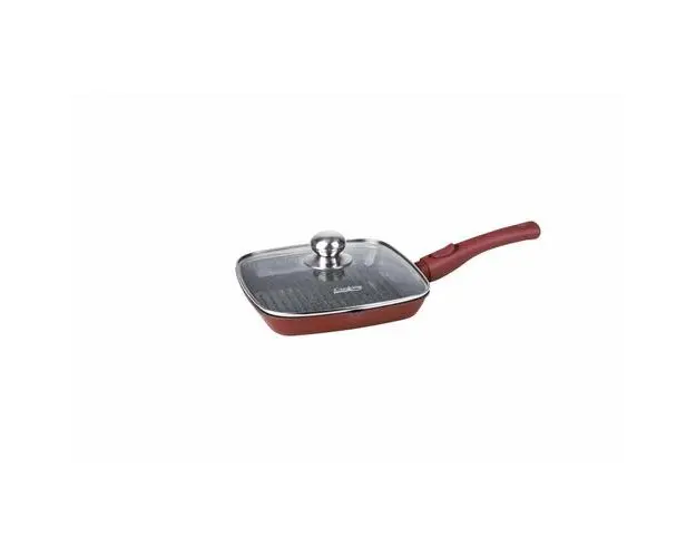 Tigaie Grill Aluminiu Turnat+Capac 24×4 CM, Calabria, COOKING BY HEINNER