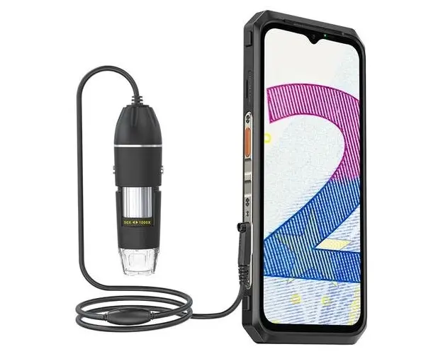 Microscop digital portabil Ulefone uSmart C01 Negru pentru seria Armor, 1MP, 8 LED-uri, Zoom 50X/1000X