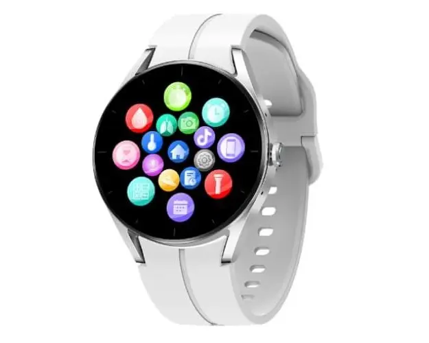 Smartwatch iSEN KS05, Ecran IPS HD 1.32inch, ECG, Ritm cardiac, Presiune sanguina, Glicemie, Oxigen, Apel Bluetooth, 185mAh (Argintiu/Alb)