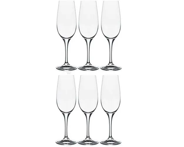 Set 6 pahare cu picior pentru sampanie Rcr Crystal, Daily