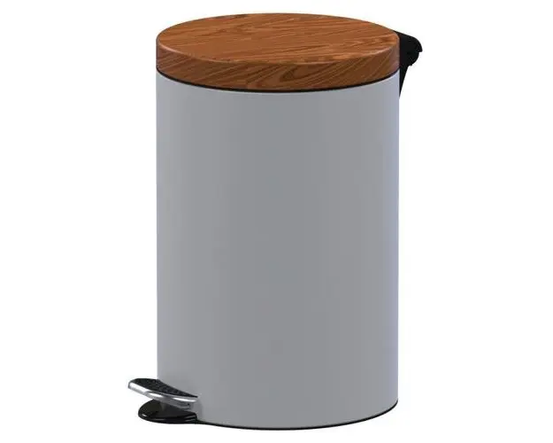 Cos de gunoi cu pedala Studio Casa, Metal, 5L, Alb/Wood