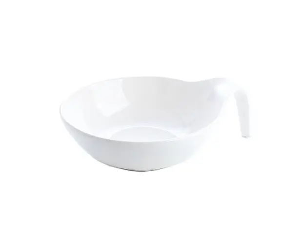 Bol Salata Rotund cu Maner, 21 cm, Ceramica, Alb