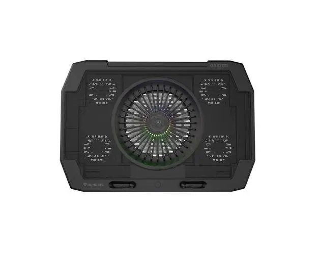 Cooler laptop, Genesis, Oxid 850, 5 ventilatoare, Lumina LED, Negru