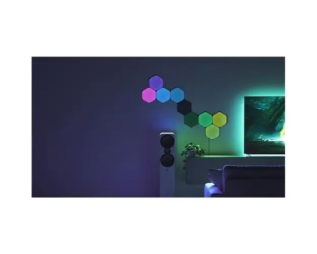 Kit 3 panouri luminoase inteligente Nanoleaf Shapes Hexagons Black, pentru extindere kit de baza Nanoleaf Shapes, LED RGBW