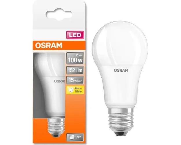 Bec LED Osram LED STAR FR A100, E27, 13W (100W), 1521 lm, lumina calda (2700K), clasa energetica F