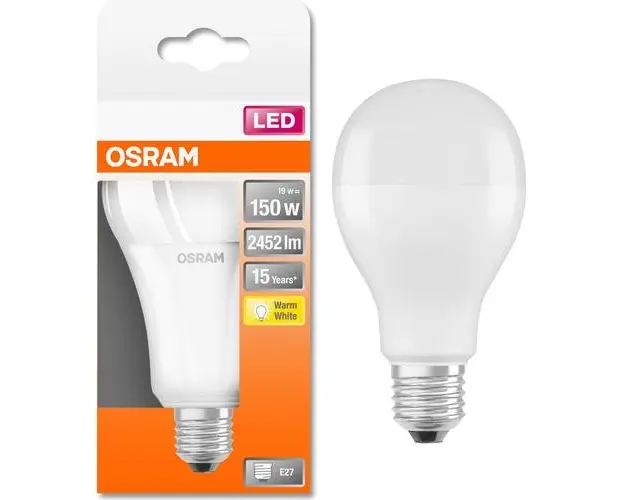 Bec LED Osram LED STAR FR A150 E27, 19W (150W), 2452 lm, lumina calda (2700K), clasa energetica E