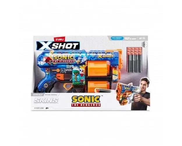 Arma de jucarie X−Shot Skins Dread, Sonic, Mega, 12 cartuse, S1, Zuru