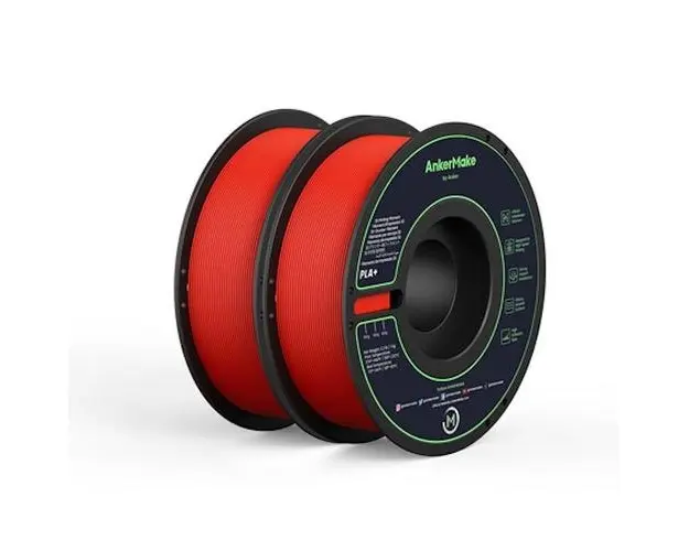 Set de 2 x Filament AnkerMake PLA+ pentru imprimanta AnkerMake 3D, 2 kg, proiectat pentru imprimare de mare viteza, Rosu