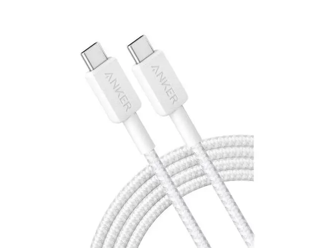 Cablu Anker 322 USB-C la USB-C, 60W, 1.8 metri, Alb