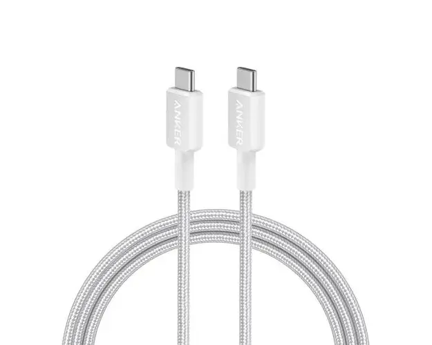 Cablu Anker 322 USB-C la USB-C, 60W, 0.9 metri, Alb