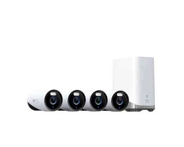 Kit supraveghere video wired eufyCam E330 (Professional), Rezolutie 4K, AI, Supraveghere 24/7, HomeBase 3 + 4 camere video, Alb