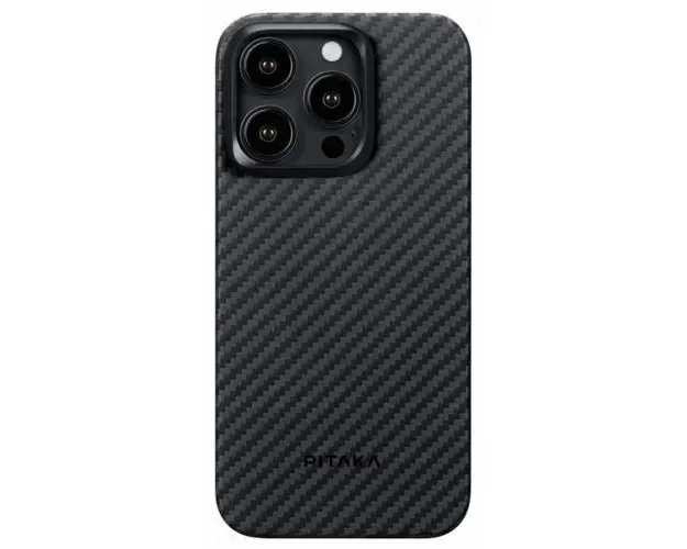Husa Pitaka MagEZ 4 Aramida 1500D compatibila cu iPhone 15 Pro, MagSafe, Negru / Gri