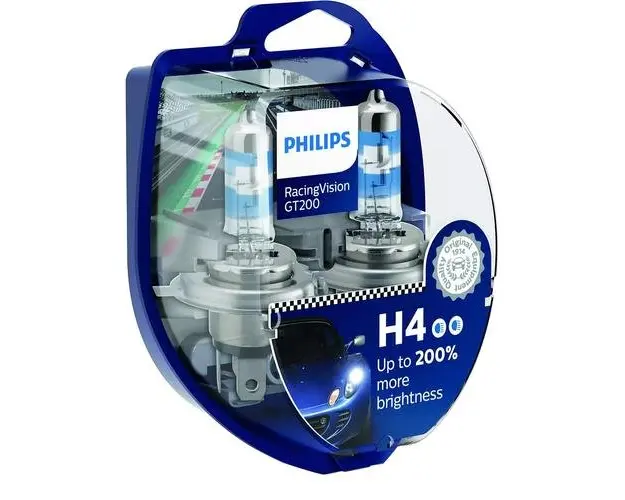 Set 2 Becuri auto PHILIPS Racing Vision GT200 H4 12V 60/55W P43T-39
