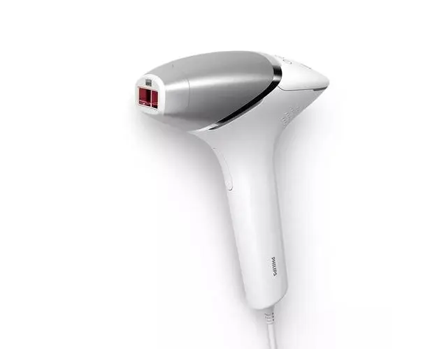 Epilator IPL Philips Lumea Seria 8000 BRI940/00, Senzor Smartskin, tehnologie SenseIQ, conectare la aplicatie, utilizare cu fir, 450.000 impusuri, accesoriu corp (Alb/Argintiu)