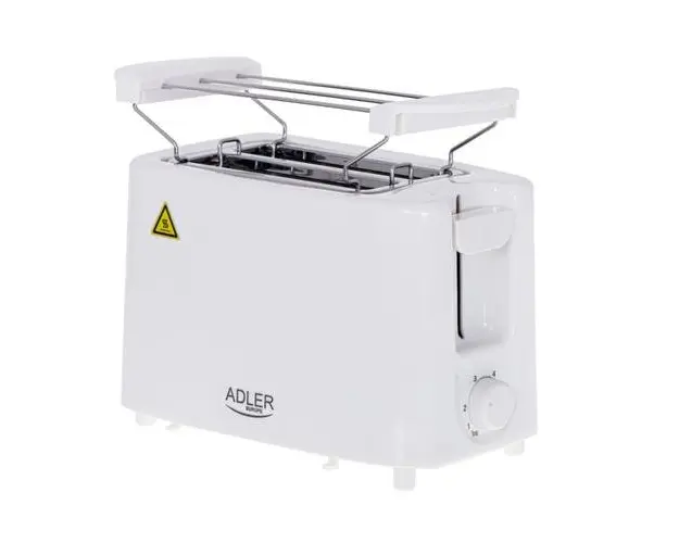 Toaster de paine ADLER AD 3223, 900W, doua felii, 6 nivele, Incalzire, Alb