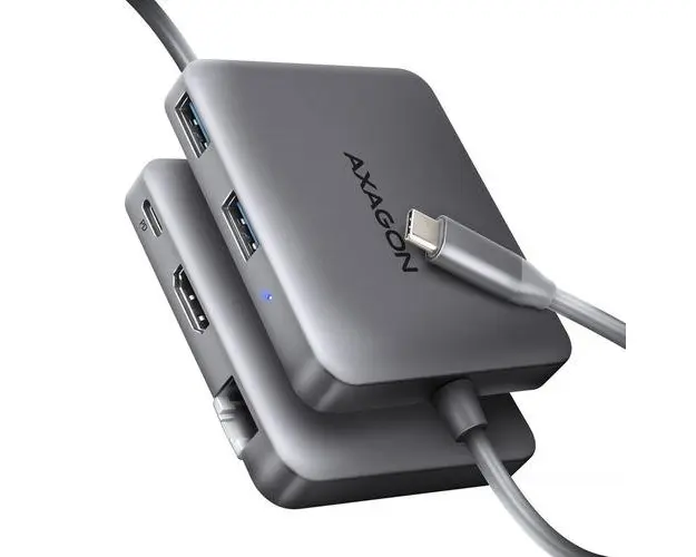 Hub USB-C, AXAGON, 5 Gbps, SuperSpeed, 5 in 1, Argintiu inchis