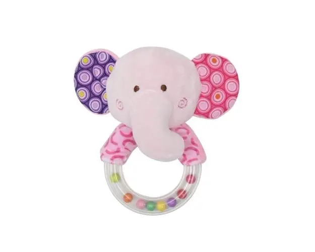 Jucarie de plus Lorelli, inel in forma de elefant, 11 cm, zornaitoare, 0 luni+