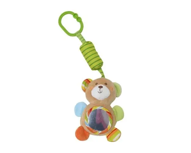 Jucarie de plus Lorelli Ursulet, 13 cm, clopotel, cu oglinda, 0 luni+