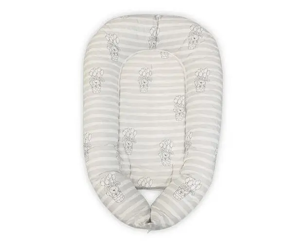 Baby Nest 3 in 1, Lorelli, 110 x 70 x 15 cm, husa bumbac ranforce, Grey Striped