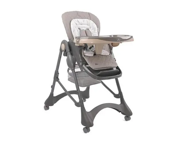 Scaun de masa Bellissimo, reglabil multiple pozitii, 4 Roti Pivotante Duble, Prindere in 5 puncte, Separator pentru picioare, cu 2 Tavite detasabile, Almond Beige