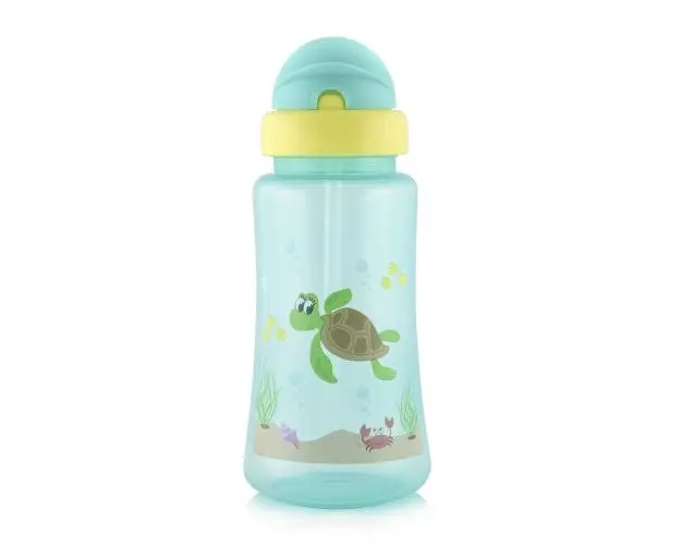 Cana LORELLI cu pai moale, capac ergonomic, 12 luni+, 330 ml, Green