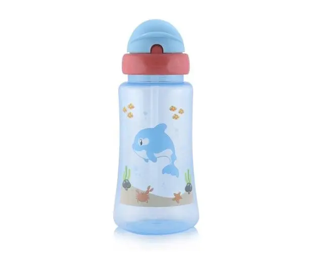 Cana LORELLI cu pai moale, capac ergonomic, 12 luni+, 330 ml, Blue