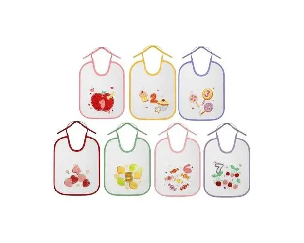 Set 7 bavete zilele saptamanii Lorelli, big, bumbac, inchidere cu snur, Girl