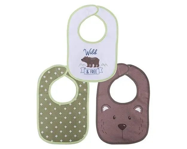 Set 3 bavete bumbac si peva Lorelli, 30 x 19 cm, inchidere cu banda velcro, Unisex