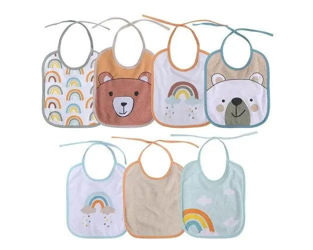 Set 7 bavete bumbac si peva, Lorelli, 23 X 20 cm, inchidere cu snur, Unisex