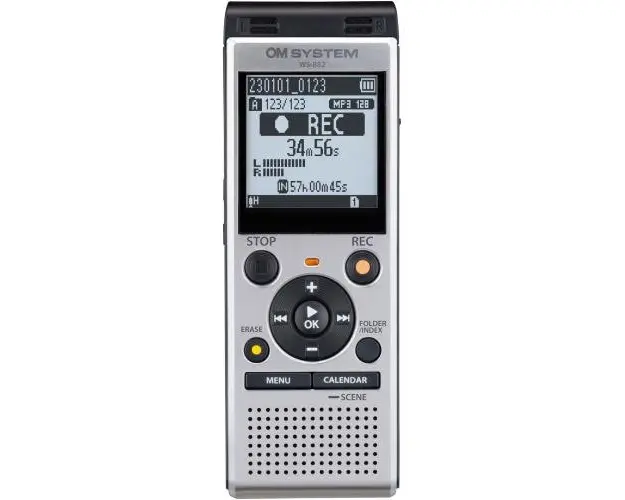 Reportofon stereo Olympus OM System WS-882 (4GB), MP3 (stereo), PCM liniar (mono), Argintiu