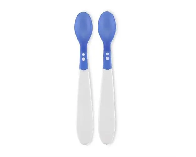 Set 2 lingurite termosensibile, Plastic, non-toxic si non-alergic, fara BPA, 6 luni+, Blue