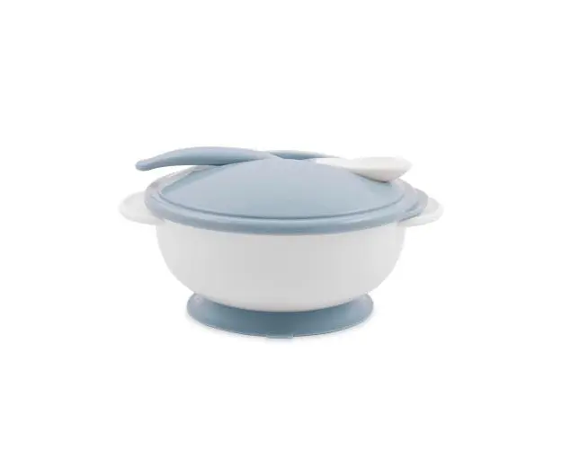Set castron cu ventuza Lorelli, capac si lingurita, Moonlight Blue
