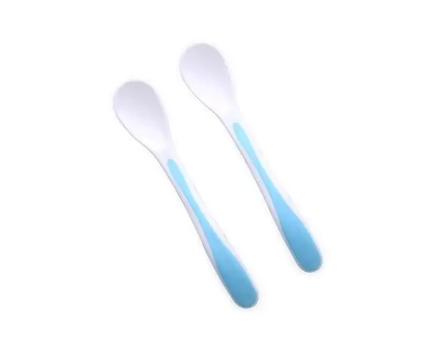Set 2 lingurite cu suport, Lorelli, 6 luni+, polipropilena, forma anatomica, Blue