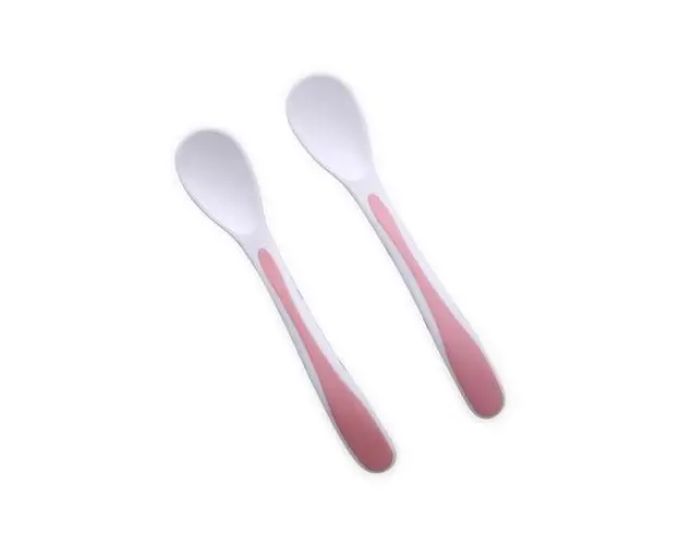 Set 2 lingurite cu suport, Lorelli, 6 luni+, polipropilena, forma anatomica, Pink