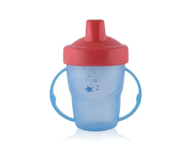 Pahar cu manere, valva anticurgere, 12 luni+, 210 ml, Blue