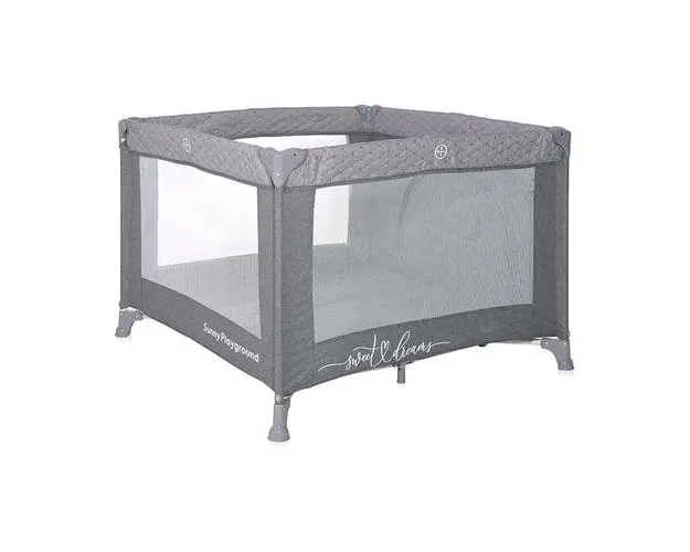Tarc de joaca Sunny Playground, 0-36 luni, maxim 15 kg, pliabil, mecanism siguranta, saltea 2 cm si sezut intarit, Cool Grey Star