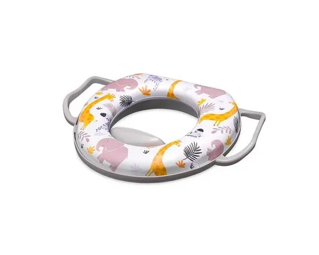 Reductor moale pentru toaleta Lorelli, cu manere, confortabil, impermeabil, protectie impotriva stropirii, Grey Animals