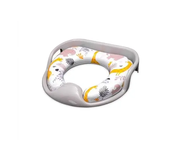 Reductor moale pentru toaleta Lorelli, cu manere, model universal, confortabil, impermeabil, protectie impotriva stropirii, Grey Animals