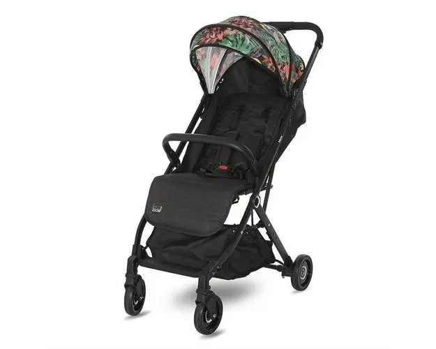Carucior pentru nou-nascut Lorelli, Myla, tip troller, pliabil, acoperitoare picioare, spatar si copertina reglabile, cos accesorii, bara de protectie detasabila, centura de siguranta cu prindere in 5 puncte, Tropical Flowers
