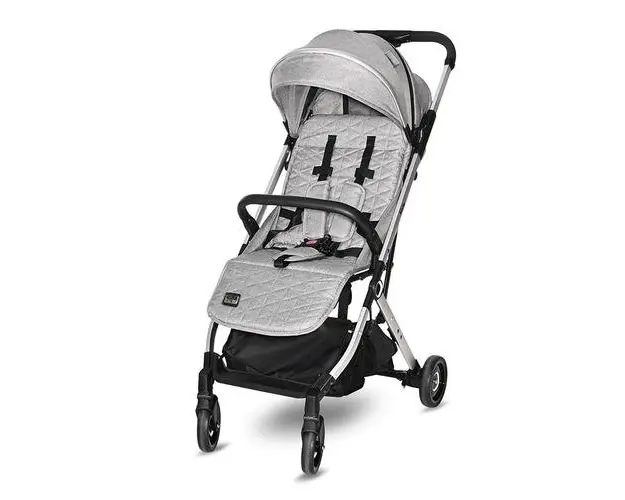 Carucior pentru nou-nascut Lorelli, Myla, tip troller, pliabil, acoperitoare picioare, spatar si copertina reglabile, cos accesorii, bara de protectie detasabila, centura de siguranta cu prindere in 5 puncte, Grey