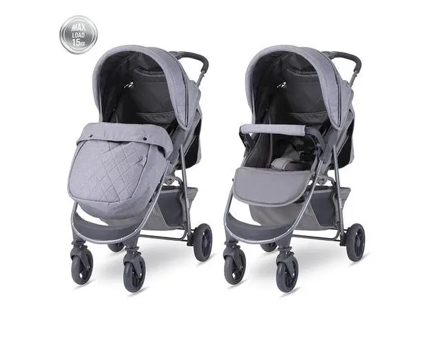 Carucior sport Lorelli Olivia Basic, cu husa de picioare, spatar si copertina reglabile, prindere centura in 5 puncte, material impermeabil, suspensie individuala, Cool Grey