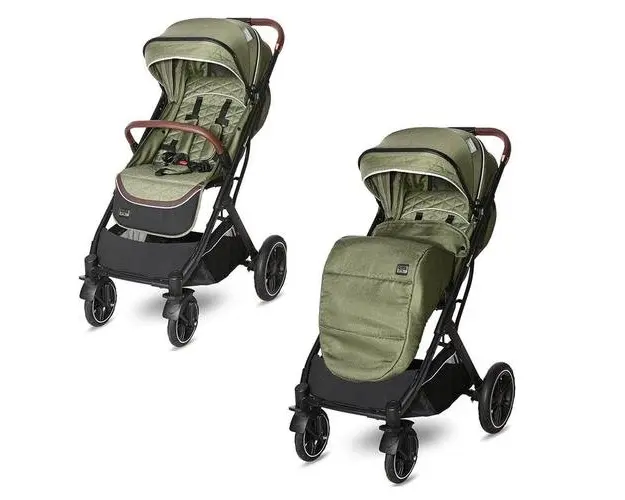 Carucior pentru nou-nascut Lorelli Storm, pliabil, pana la 22 kg, cadru aluminiu, spatar reglabil, roti fata pivotante cu suspensii, centura cu prindere in 5 puncte, spatiu depozitare, Loden Green