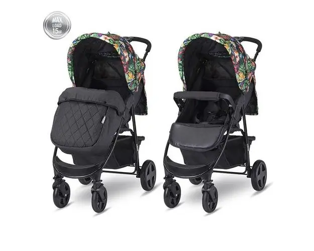 Carucior sport Lorelli Olivia Basic, cu husa de picioare, spatar si copertina reglabile, prindere centura in 5 puncte, material impermeabil, suspensie individuala, Tropical Flowers