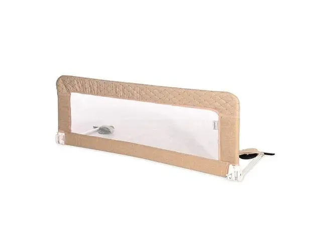 Bariera protectie pat Lorelli Safety Night, reglabila, husa detasabila, cadru metalic invelit in material moale, 118 x 44 cm, Fog Beige Sweet Dream