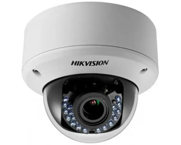 Camera de supraveghere HD Dome Hikvision DS-2CE56D0T-VPIR3E, 2MP, Lentila 2.8-12mm, IR 40m (Alb)