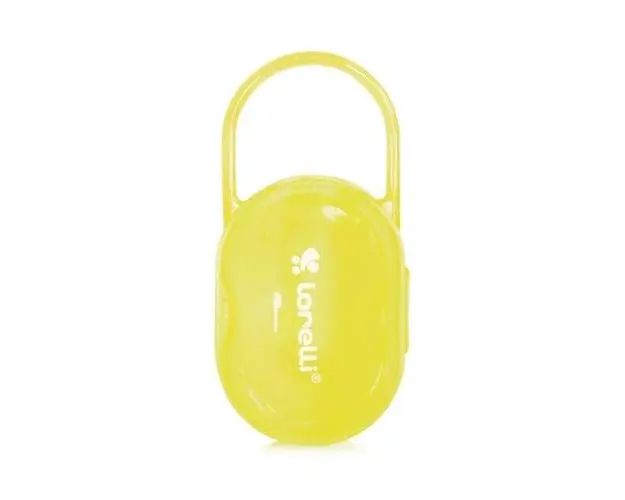 Suport transparent cu maner pentru 2 suzete sau tetine, Lorelli, Yellow