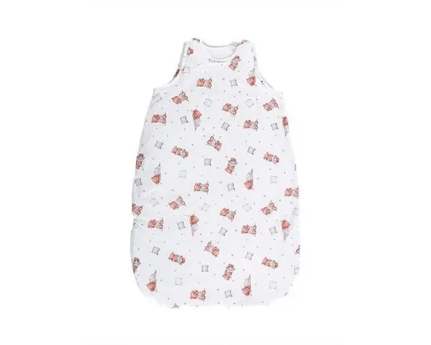 Sac de dormit de iarna, 95 cm, 18-24 luni, bumbac ranforce, captusit, cu umplutura din poliester, Bears & Pillows White