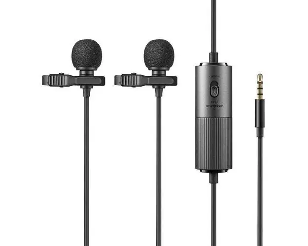Microfon dublu lavalier, GODOX, Cablu 4m, Negru
