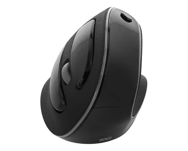 Mouse vertical ergonomic wireless DELTACO OFFICE, 2400 DPI, 6 butoane, receptor USB Nano de 2,4 GHz (Negru)