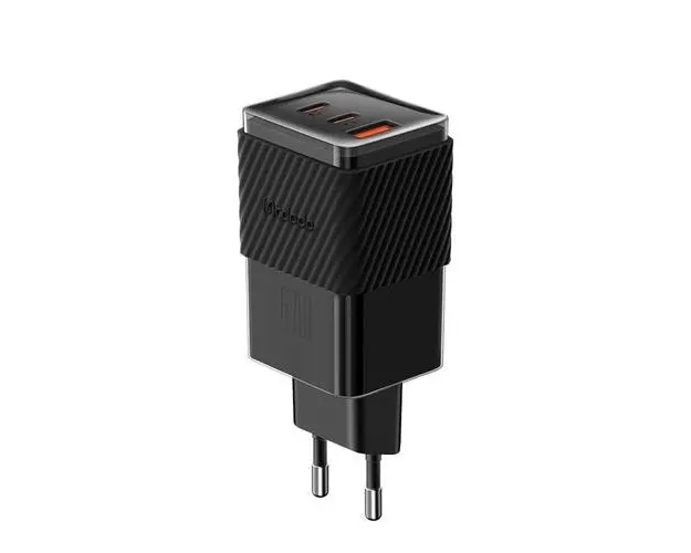 Incarcator Retea Port 2xType-C si 1xUSB-A Mcdodo Dichromatic GaN5 Mini, Fast Charging PD 67W, Negru